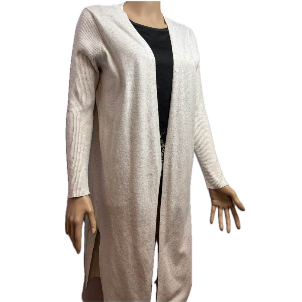 Chic Flecked Cream Open Cardigan Duster